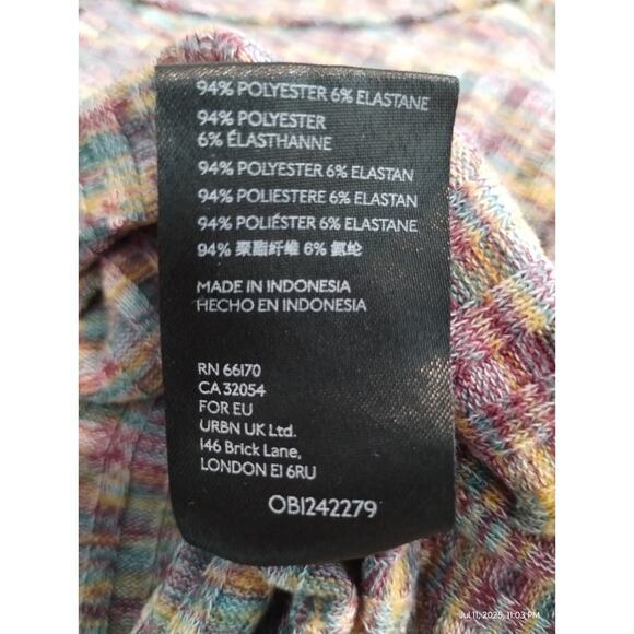 Urban Outfitters Women's Size L Ribbed Multi Color Grungecore Cropped Ashton Top - Picture 9 of 9